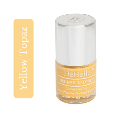Debelle Gel Nail Polish Yellow Topaz (Mustard Yellow Nail Paint)|Non Uv - Glossy Finish |Chip Resistant | Seaweed Enriched Formula| Long Lasting|Cruelty And Toxic Free| 8Ml